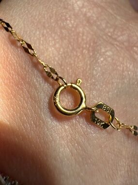 10k Real Solid Gold 6.5” Mirror Link Bracelet